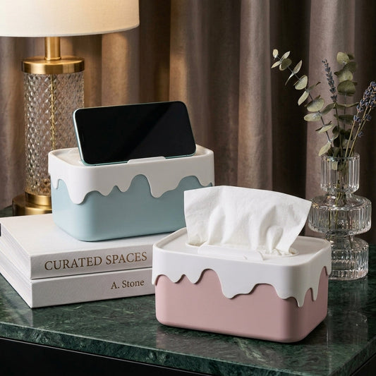 Desktop Tissue Dispenser With Phone Holder