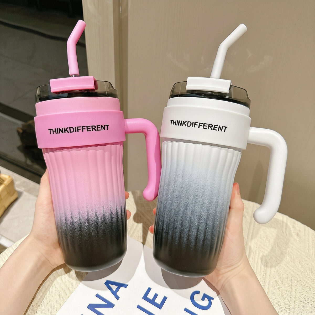 Elegant Stainless Steel Tumbler With Metal Straw