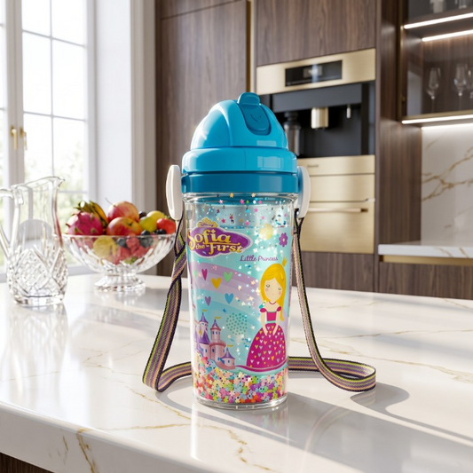 Glitter Sipper Drinking Mug With Straw