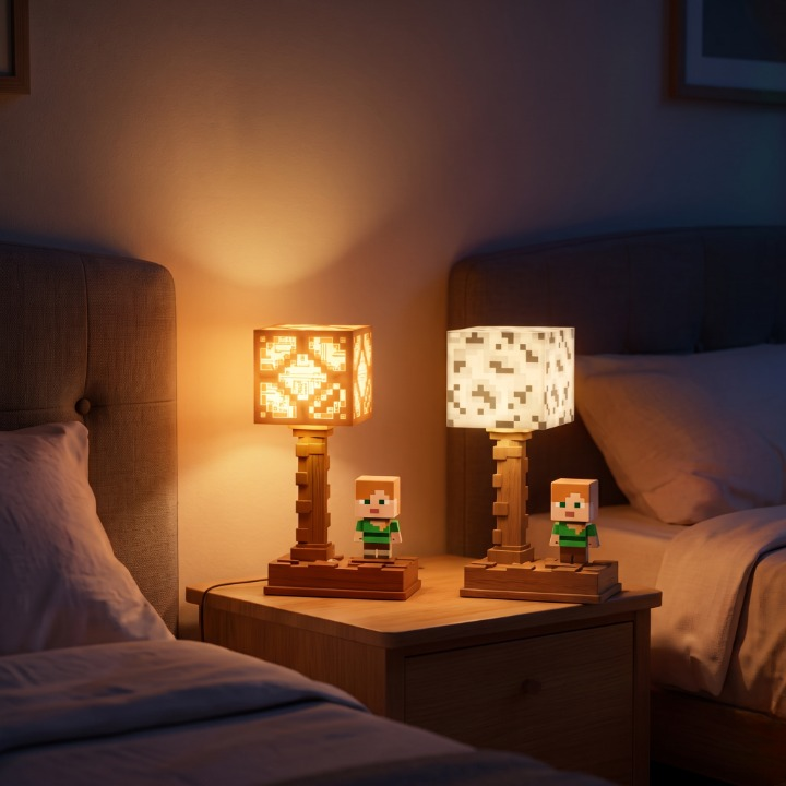 Minecraft Pixel Block Table Lamp