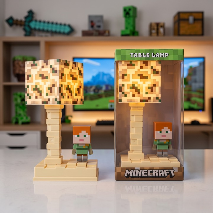 Minecraft Pixel Block Table Lamp