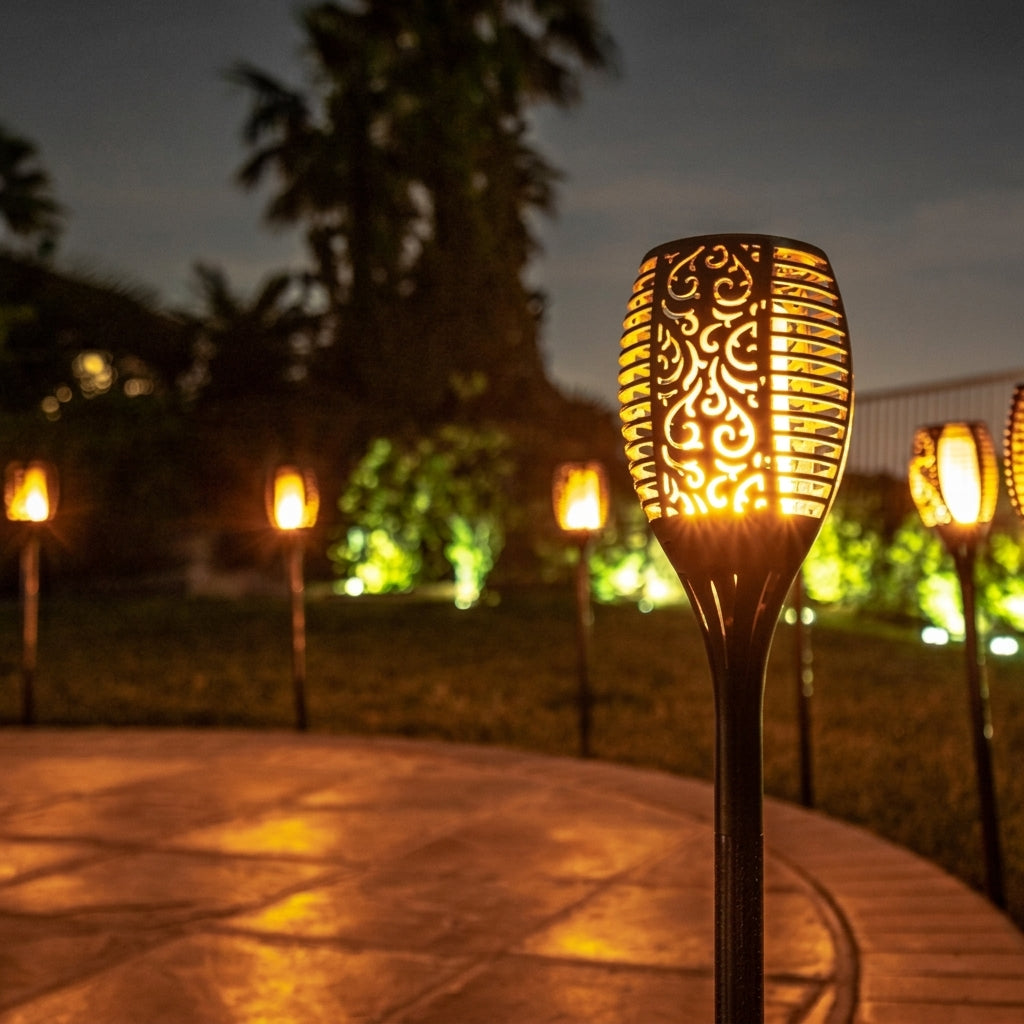 Elegant Solar Flame Outdoor Light