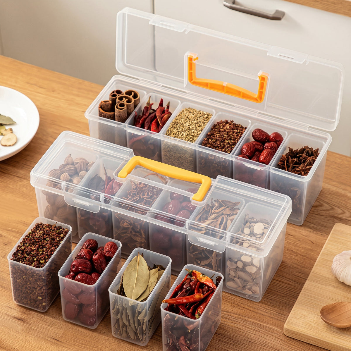 6-Grid Plastic Storage Box With Handle