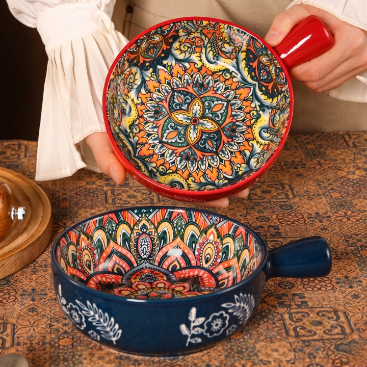 Elegant Ceramic Serving Bowl With Handle