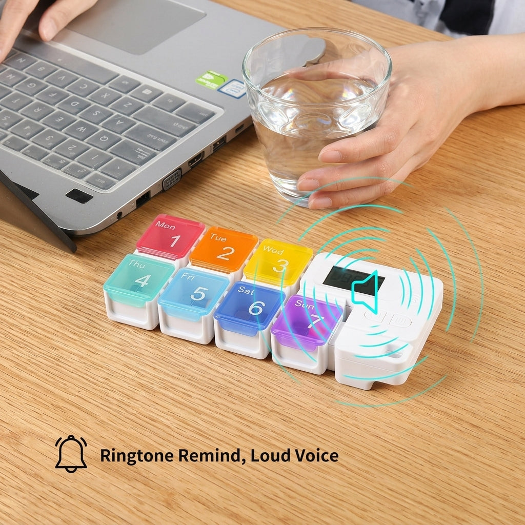 7-Day Smart Pill Organizer With Digital Reminder