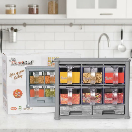 6 In 1 Spice Storage Jar with Drawer
