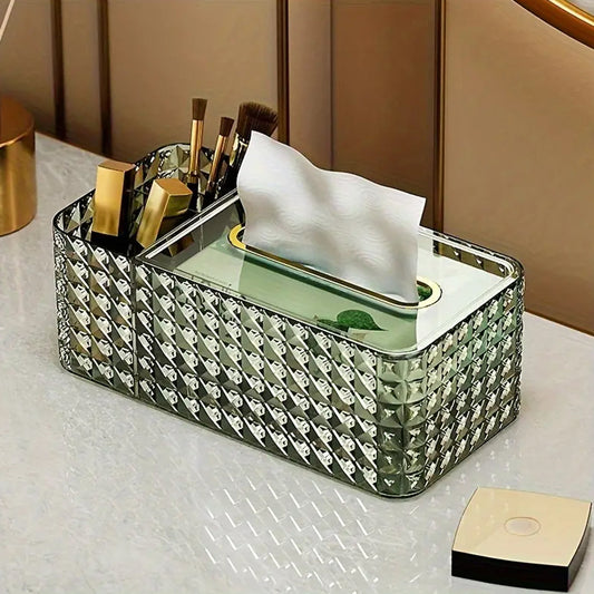 Acrylic Tissue Box with Storage Compartments