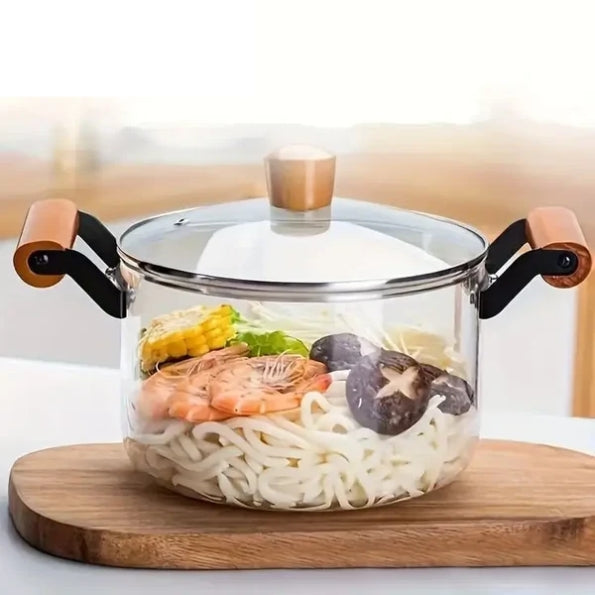 High Borosilicate Glass Cooking Pot With Lid & Handle 2.5L
