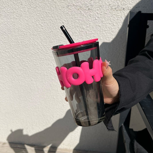 Glass Water Cup with Straw 450ML