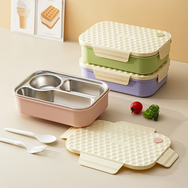 3 Compartment Stainless Steel Double Layer Lunchbox