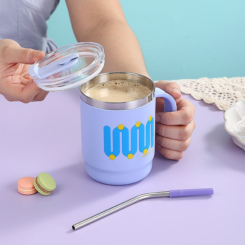 Stainless Steel Water Cup with Straw 400ML