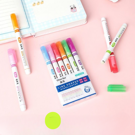 Pack Of 6 Linear Roller Design Color Pen