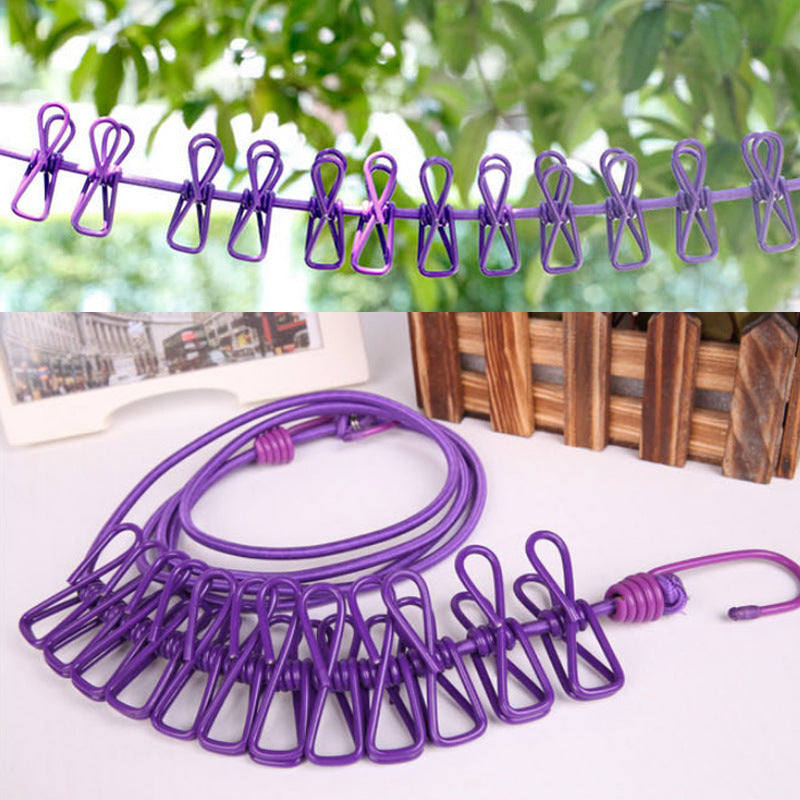 Portable Elastic Washing Line With 12 Clips