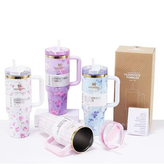 Stainless Steel Floral Design Tumbler