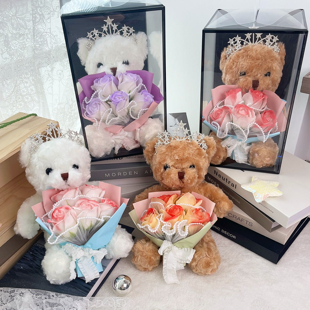 Creative Teddy Bear Floral Bouquet Gift Box