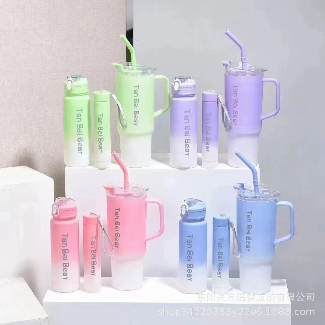 3-Pack Reusable Tumbler Bottles with Lids and Straws