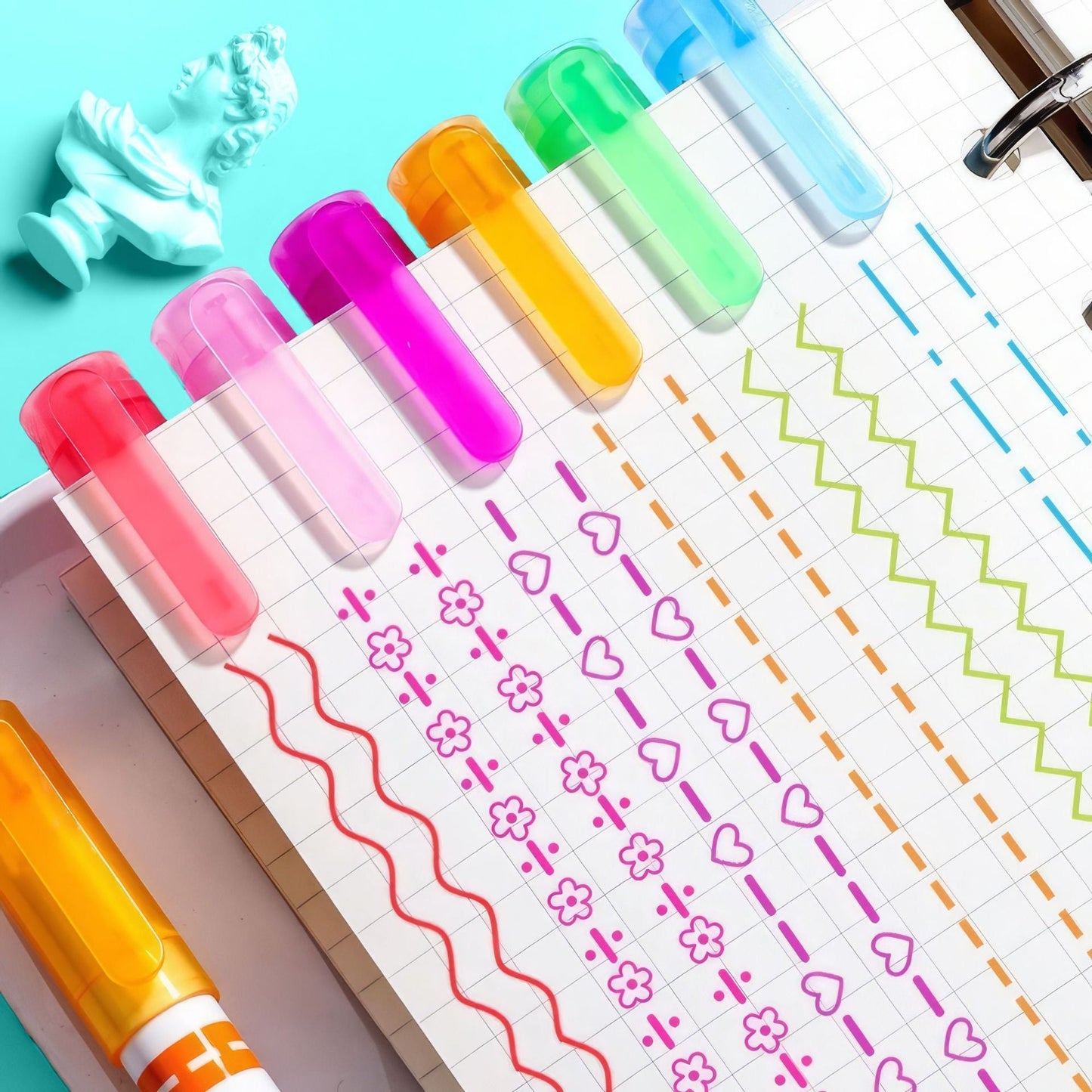 Pack Of 6 Linear Roller Design Color Pen