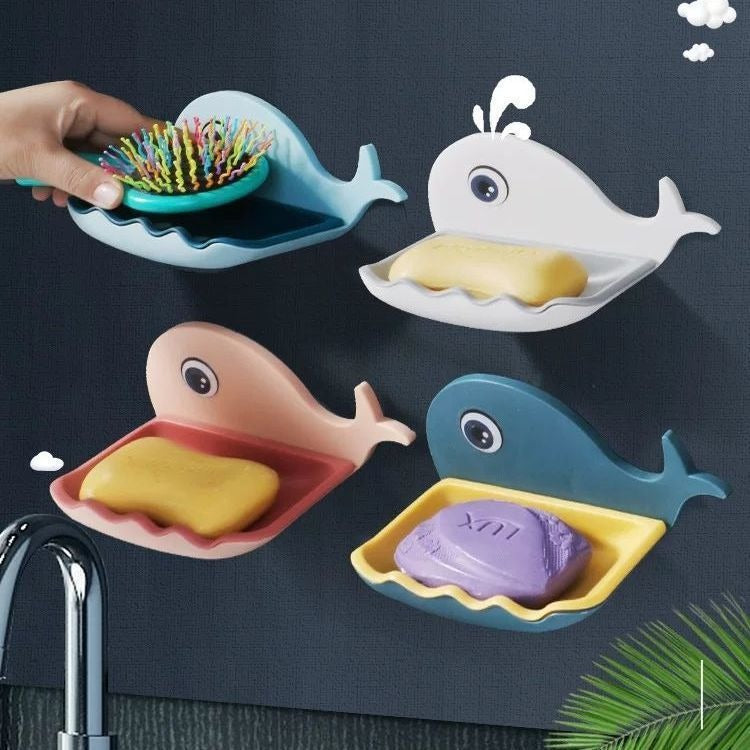 Fish Style Soap Dish, Wall Mount Strong Self-Adhesive
