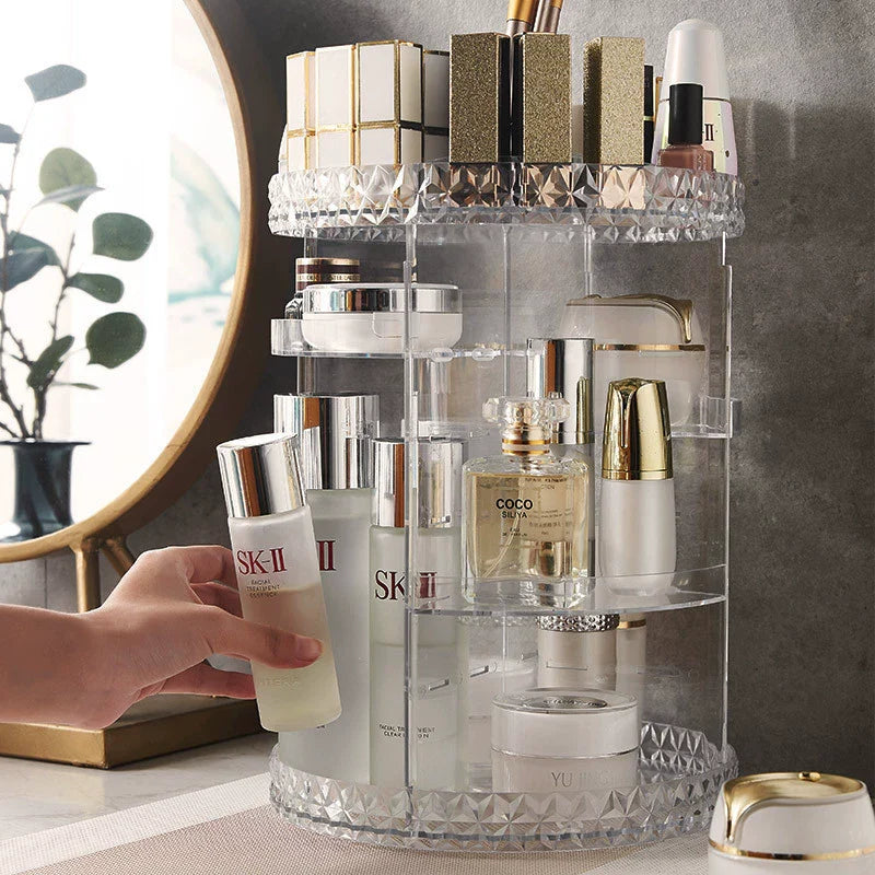 360° Diamond Rotating Makeup Organizer