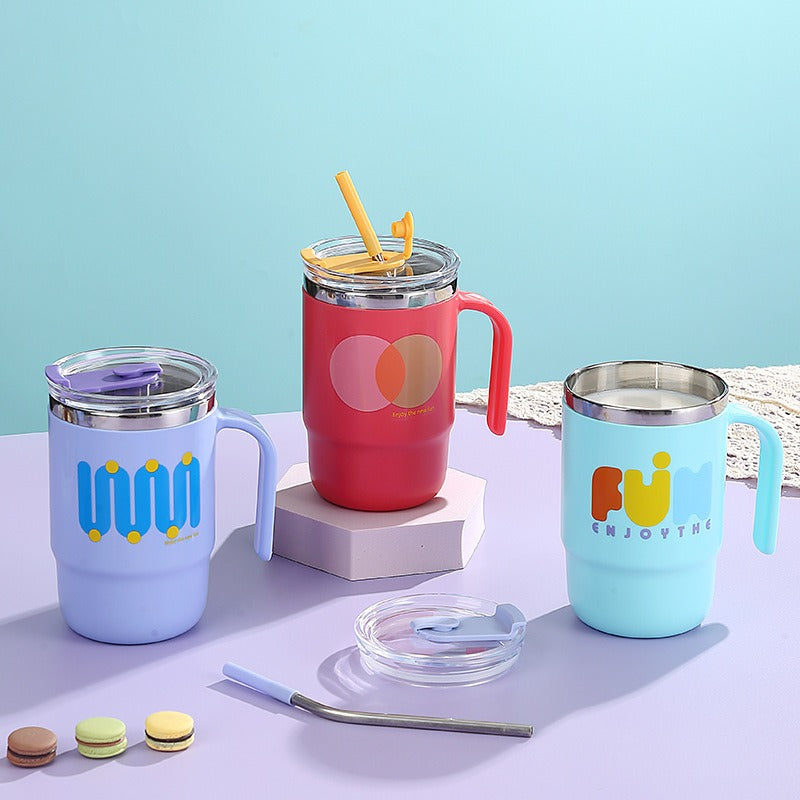 Stainless Steel Water Cup with Straw 400ML