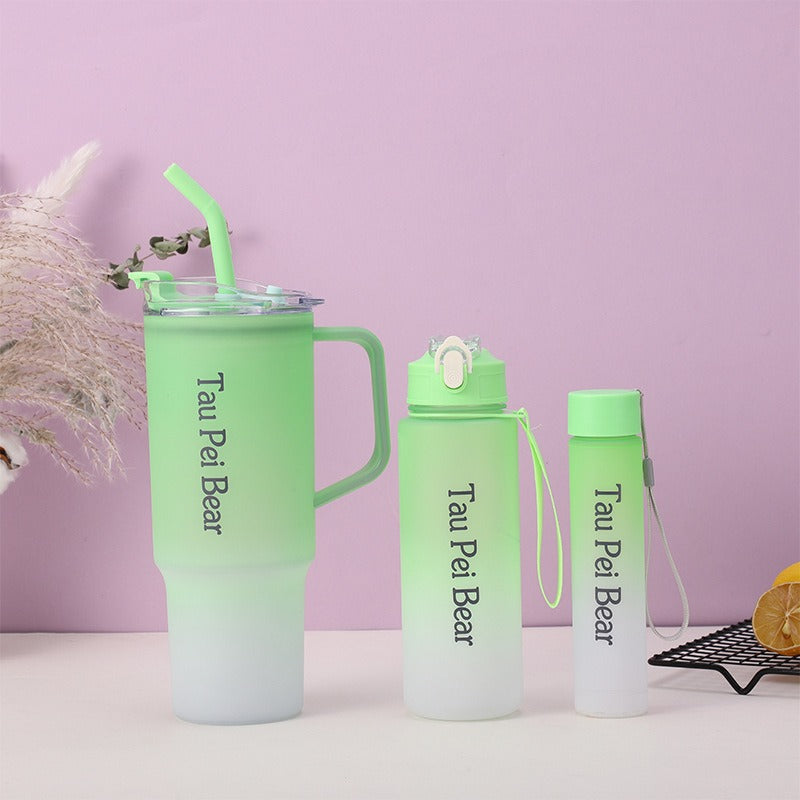 3-Pack Reusable Tumbler Bottles with Lids and Straws