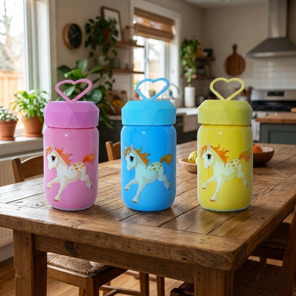 Cute Unicorn Glass Water Bottle for Kids