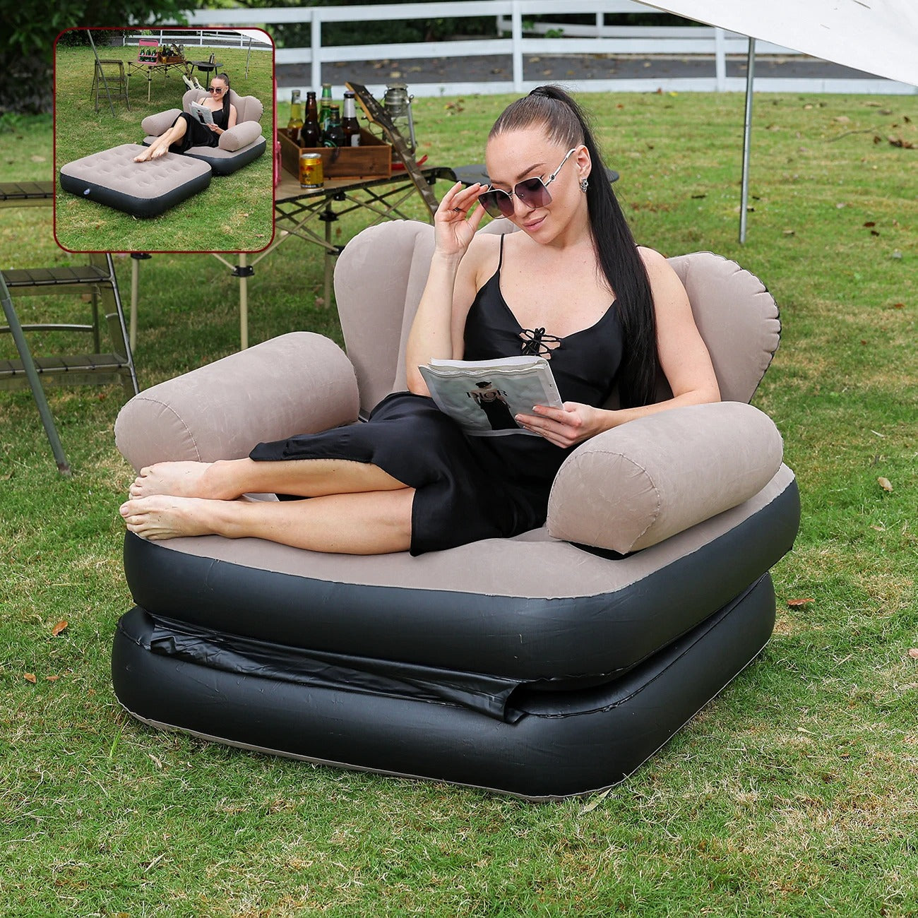 Folding Dual-Purpose Inflatable Sofa & Bed