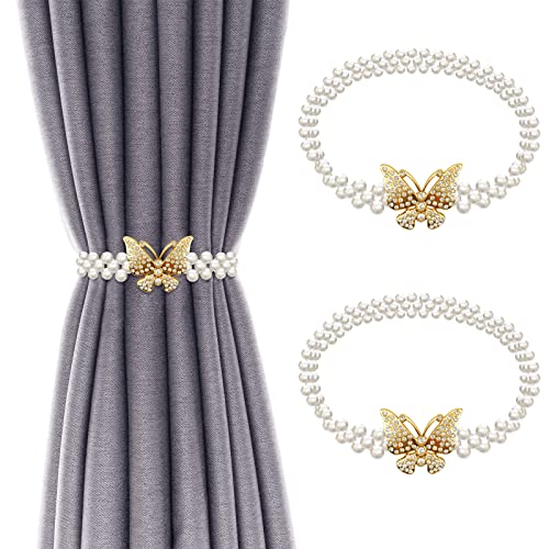 Beautiful Crystal Pearl with Butterfly Curtain Tie