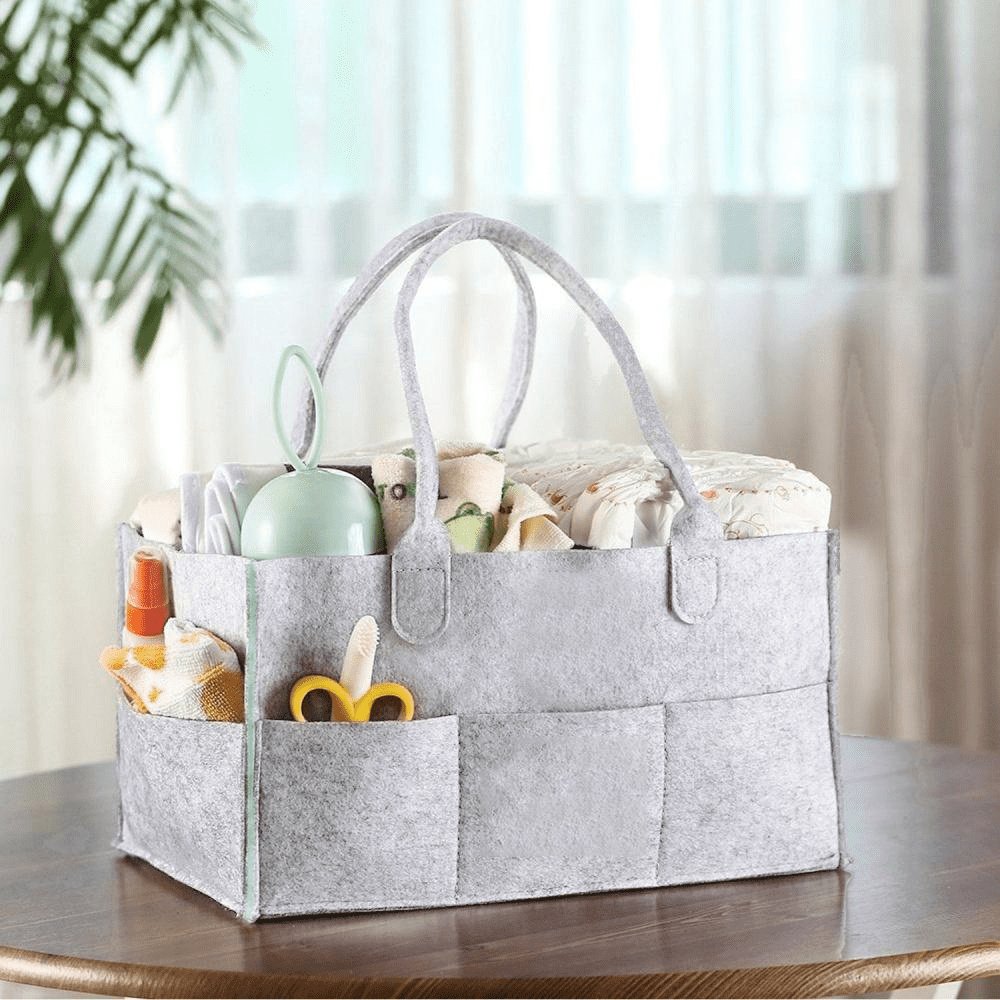 Baby Diaper Organizer, Foldable Felt Storage Bag with Multi Pockets and Flexible Compartments - Easy Wholesale