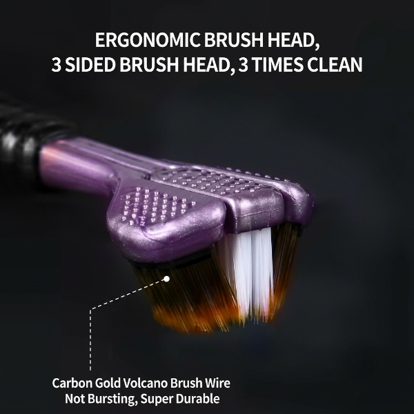 1Pcs Triple Head Soft Bristle Toothbrush