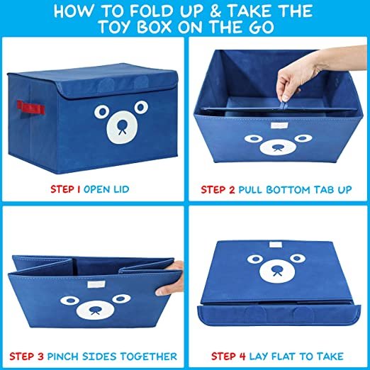 Cartoon Bear Foldable Storage Box For Multipurpose. - Easy Wholesale