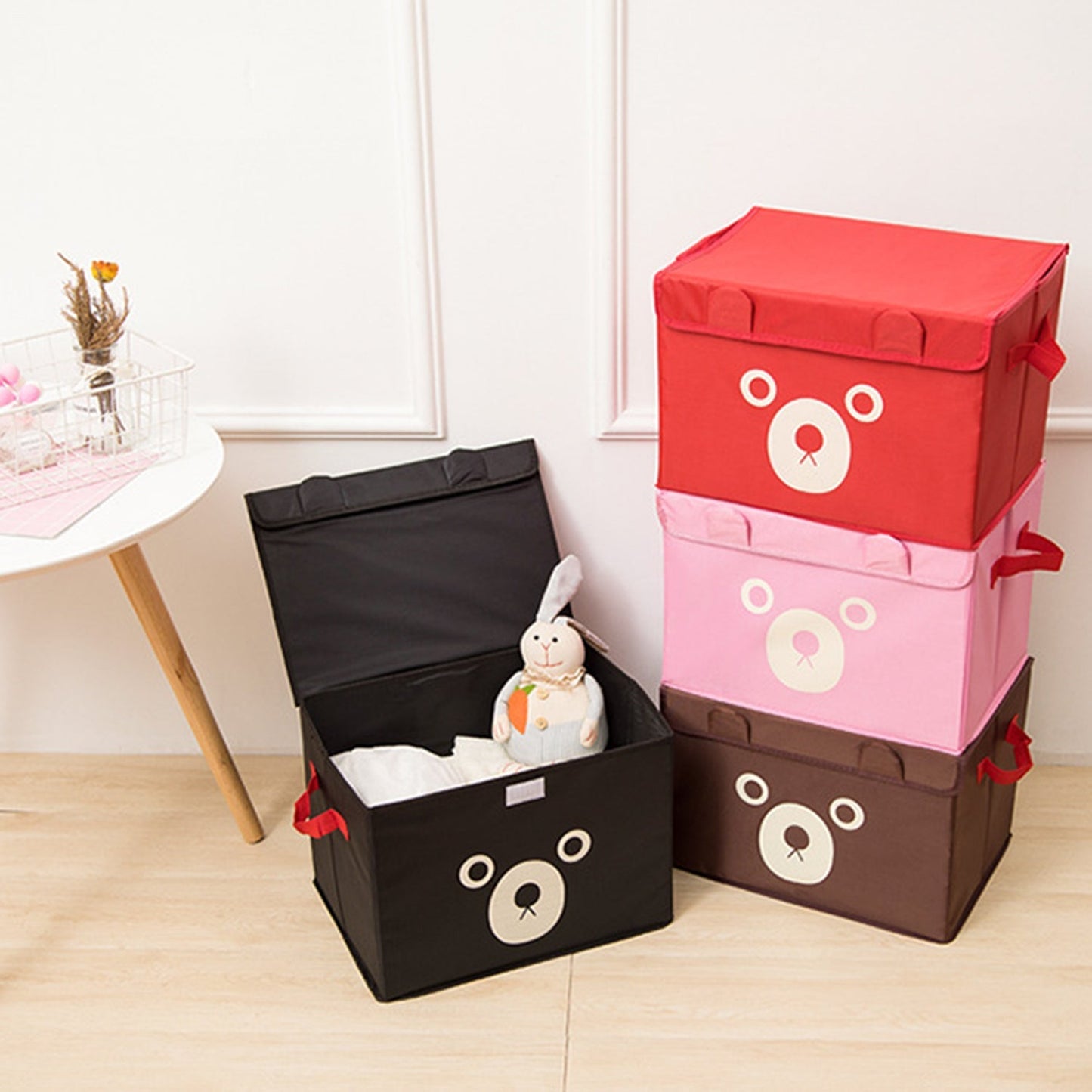 Cartoon Bear Foldable Storage Box For Multipurpose. - Easy Wholesale