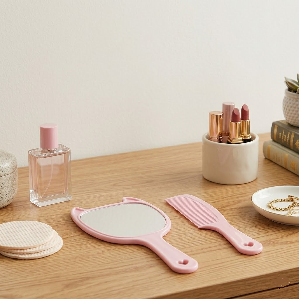 2 In 1 Hand Mirror Comb Set