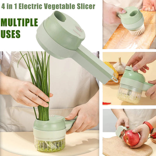 4 In 1 Handheld USB Charging Electric Vegetables Cutter Chopper.