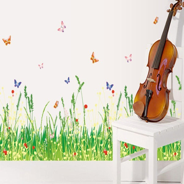 Grass & Butterfly Printed Wall Sticker 50x70cm