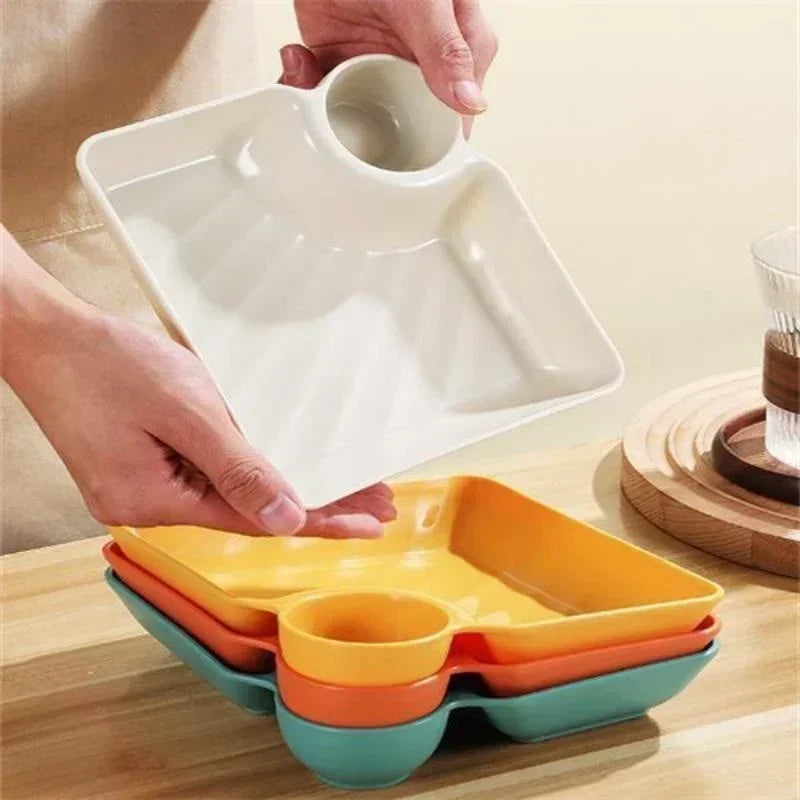 Pack of 2 Snack Plates with Sauce Compartment