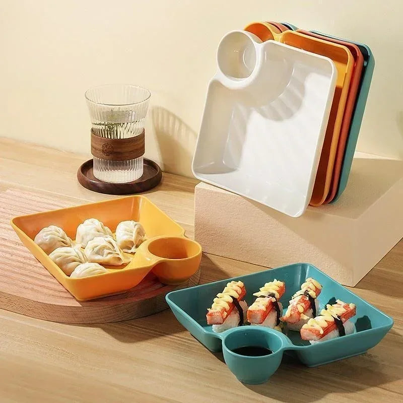 Pack of 2 Snack Plates with Sauce Compartment