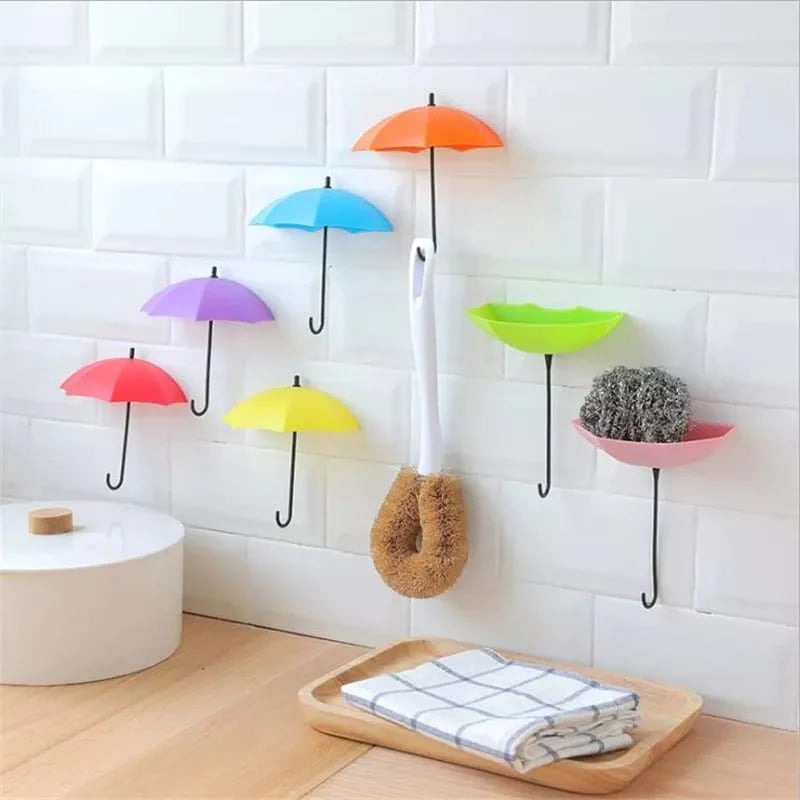 Pack Of 3 Self Stick Umbrella Design Hooks
