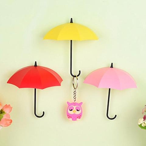 Pack Of 3 Self Stick Umbrella Design Hooks