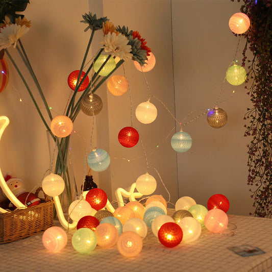 10Pcs Pastel Cotton Ball LED String Lights