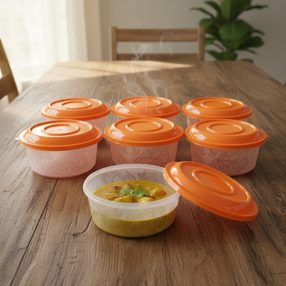 Pack Of 6 - Plastic Round Food Container