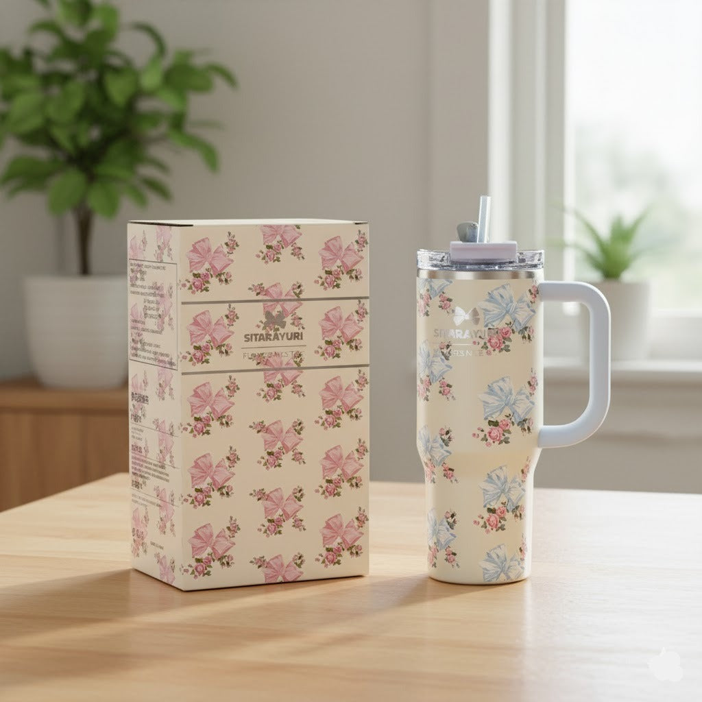 Stainless Steel Floral Design Tumbler