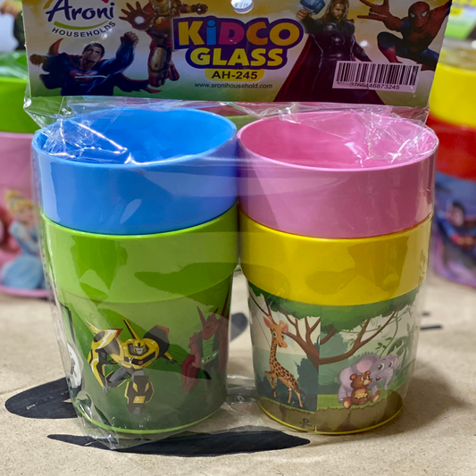Pack Of 4 - Kids Glass With Printed Cartoon Characters