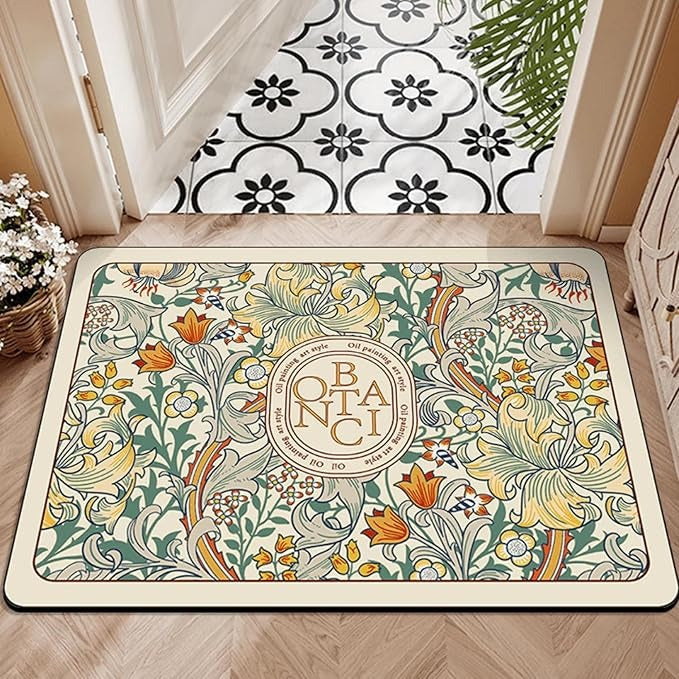 Floral-Design Super Absorbent Non slip Floor Mat (30cmx50cm)