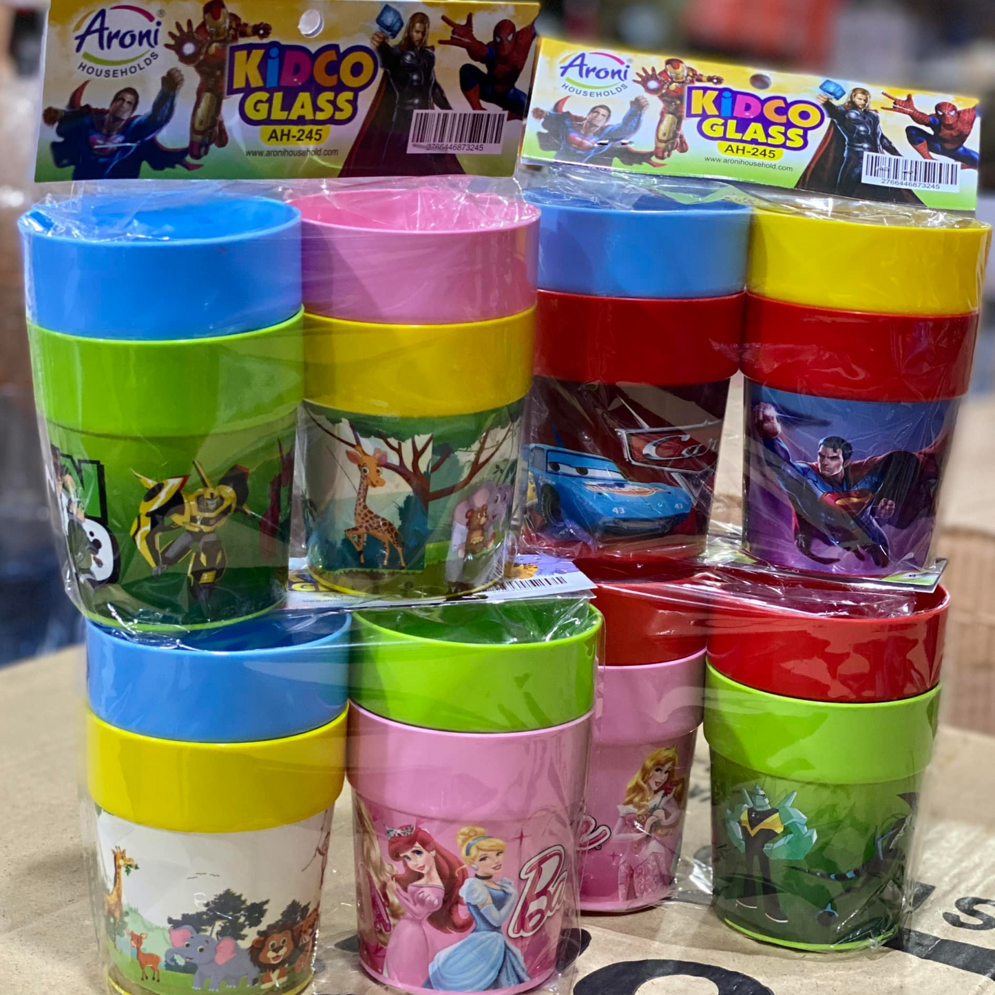 Pack Of 4 - Kids Glass With Printed Cartoon Characters