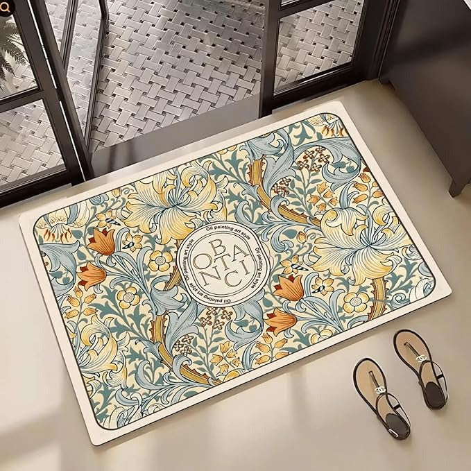 Floral-Design Super Absorbent Non slip Floor Mat (30cmx50cm)