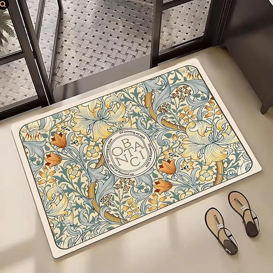 Floral-Design Super Absorbent Non slip Floor Mat (30cmx50cm)