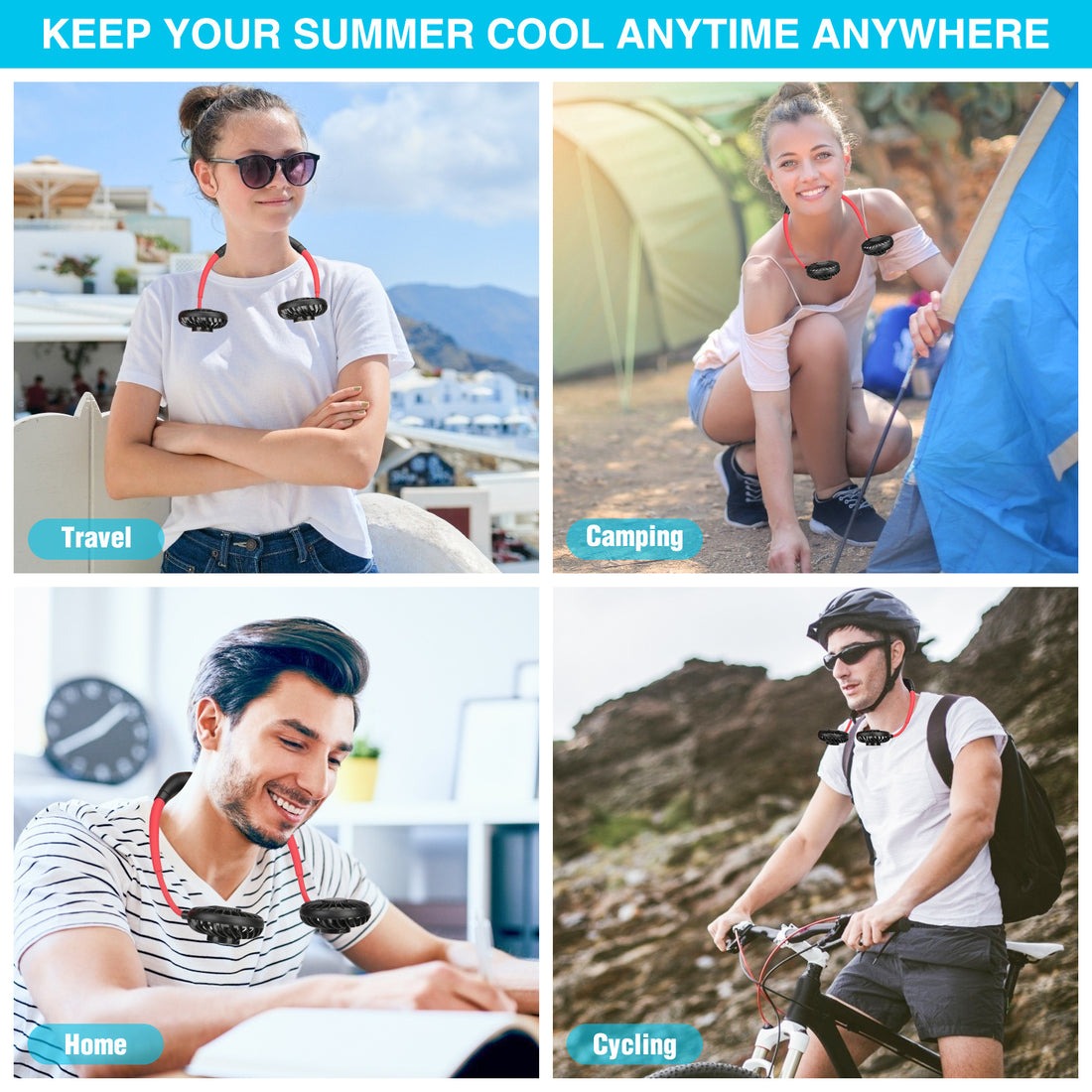 Rechargeable Dual Head Neck Fan