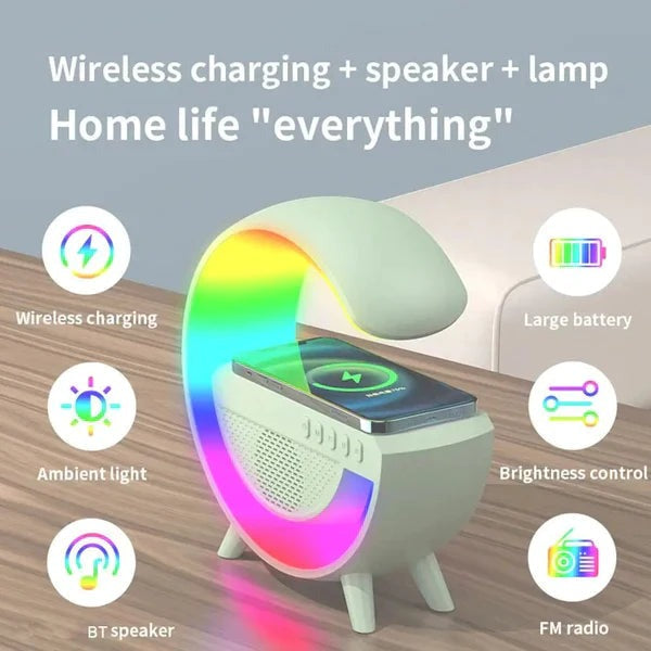 G Shaped RGB Light Table Lamp with Wireless Charger