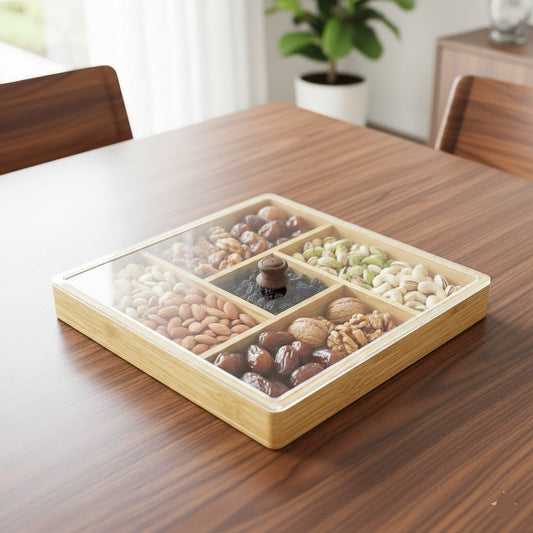 Wooden Square Serving Dry Fruits Tray